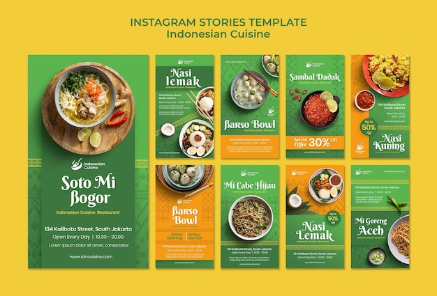 PSD gratuit modèle d'histoires instagram de cuisine indonésienne