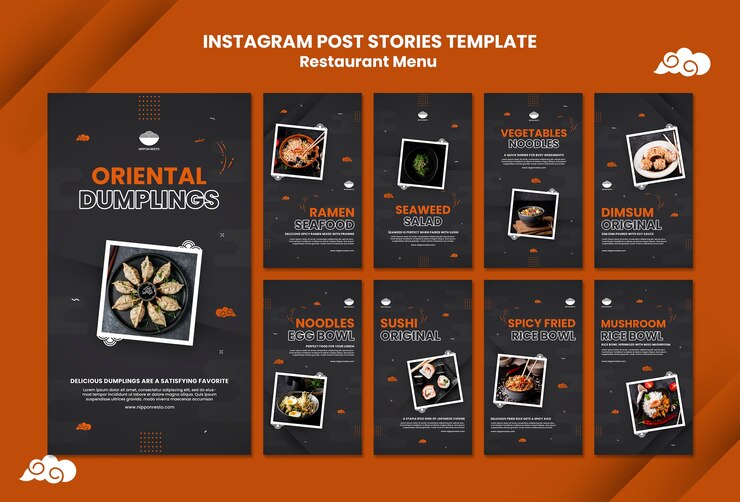 PSD gratuit modèle d'histoires instagram de cuisine japonaise