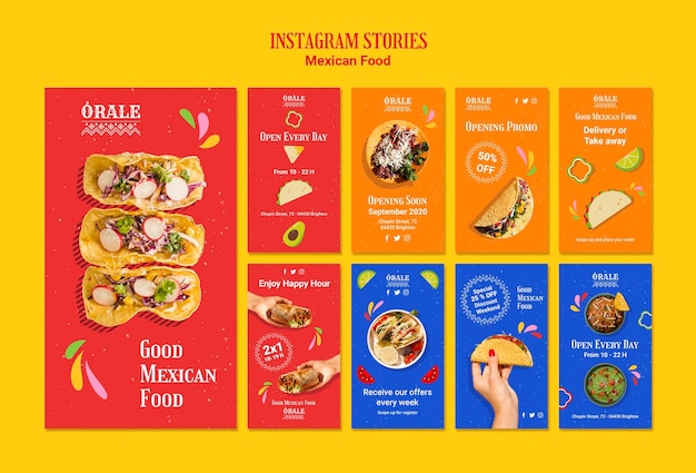 PSD gratuit modèle d'histoires instagram de cuisine mexicaine