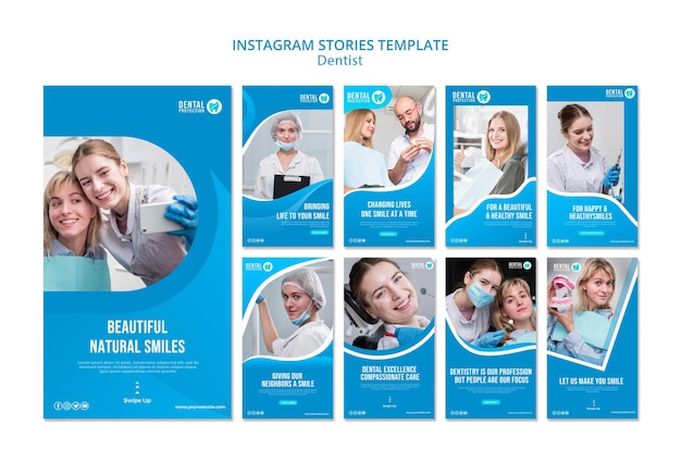 PSD gratuit modèle d'histoires instagram dentiste