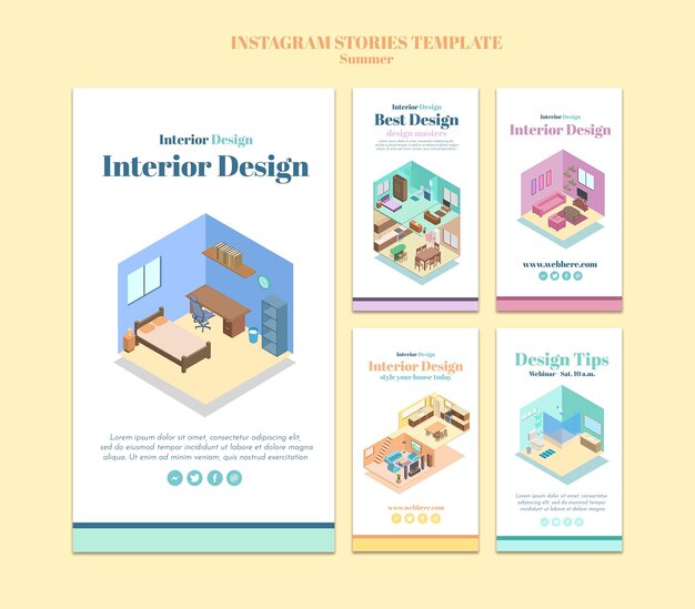 Modèle d'histoires instagram de design d'intérieur