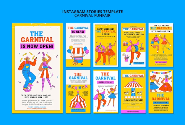 PSD gratuit modèle d'histoires instagram de divertissement de carnaval