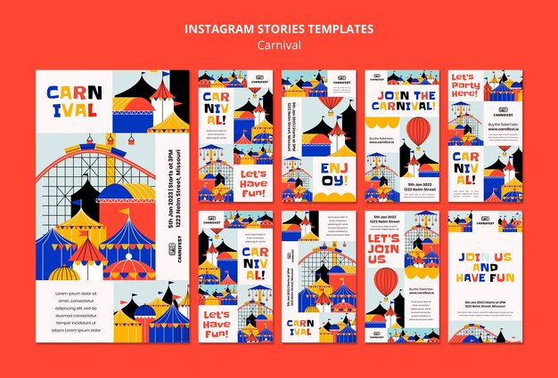 Modèle d'histoires instagram de divertissement de carnaval