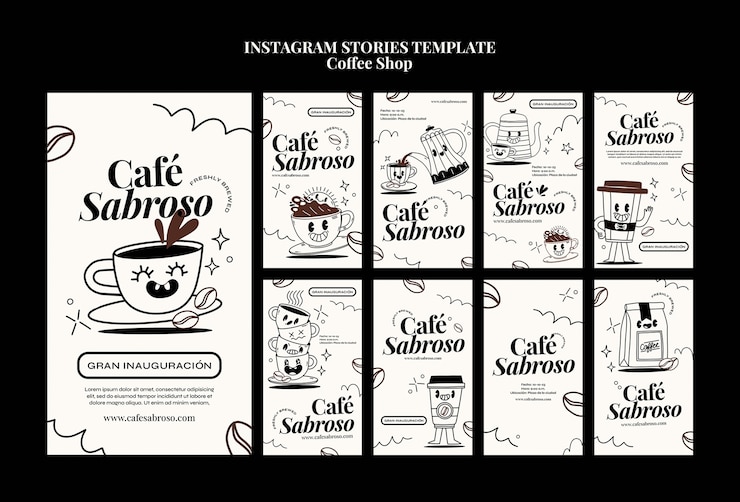 PSD gratuit le modèle d'histoires d'instagram du café