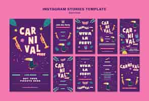 PSD gratuit modèle d'histoires instagram du festival du carnaval