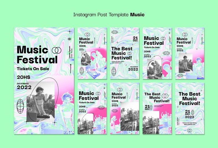 PSD gratuit modèle d'histoires instagram du festival de musique
