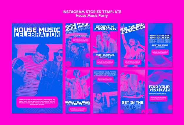 PSD gratuit le modèle d'histoires instagram de la fête de la musique house