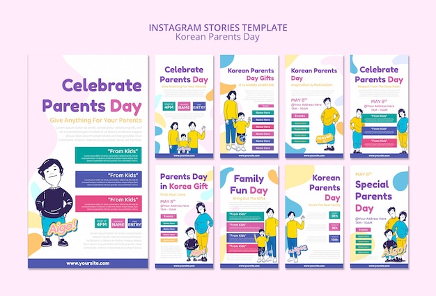 PSD gratuit modèle d'histoires instagram de la fête des parents coréens