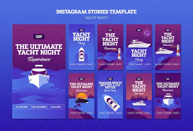 Modèle d'histoires instagram de fête de yacht