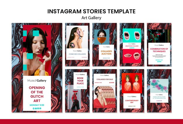 Modèle d'histoires instagram de galerie d'art