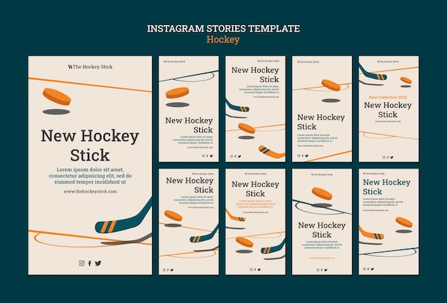 PSD gratuit modèle d'histoires instagram de hockey