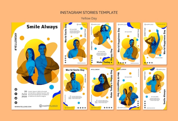 Modèle D'histoires Instagram Jaune Happy Day