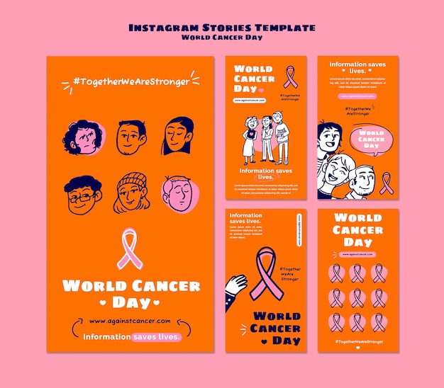 Modèle d'histoires instagram de la journée mondiale du cancer