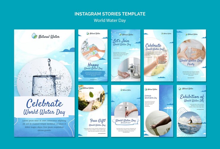 PSD gratuit modèle d'histoires instagram de la journée mondiale de l'eau