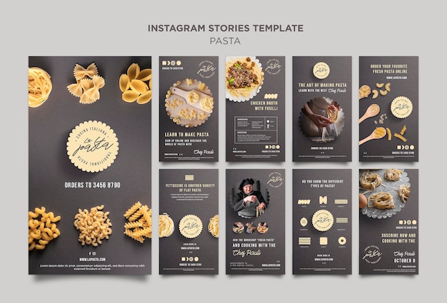 Modèle d'histoires instagram de magasin de pâtes