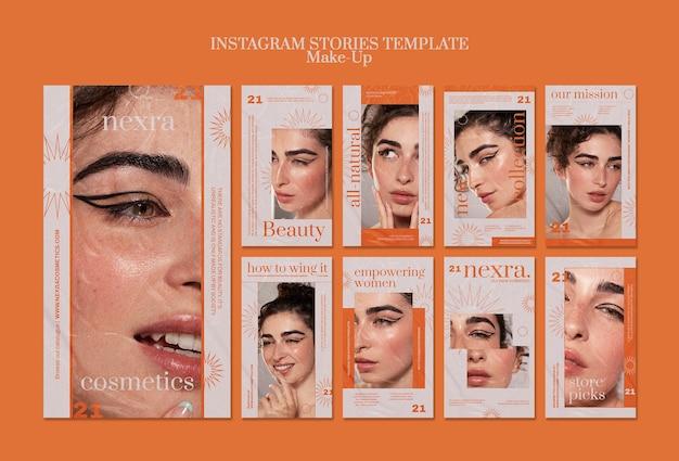 PSD gratuit modèle d'histoires instagram de maquillage