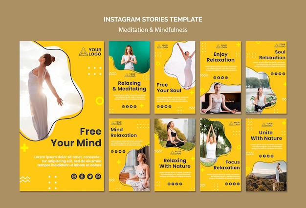 Modèle d'histoires Instagram de méditation et de pleine conscience