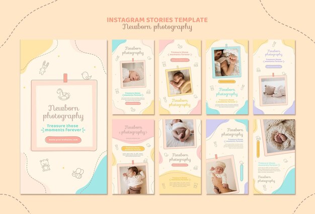 Modèle d'histoires instagram mignon nouveau-né
