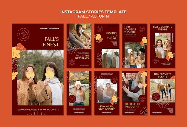 PSD gratuit modèle d'histoires instagram de mode d'automne