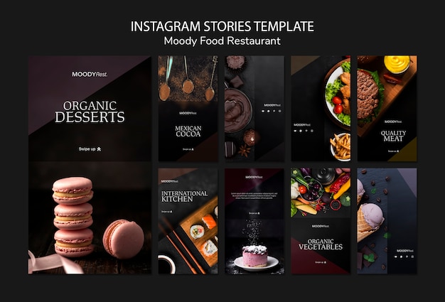 PSD gratuit modèle d'histoires instagram moody food restaurant