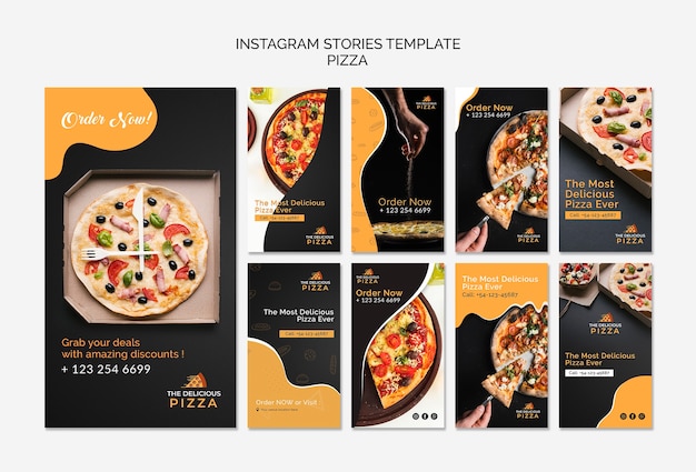 PSD gratuit modèle d'histoires instagram pizza