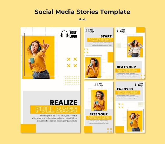 PSD gratuit modèle d'histoires instagram de plate-forme musicale