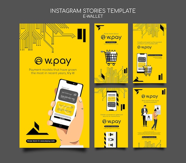 PSD gratuit modèle d'histoires instagram de portefeuille électronique