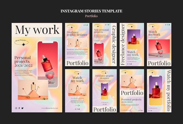 Modèle D'histoires Instagram De Portefeuille Personnel Futuriste Psd gratuit