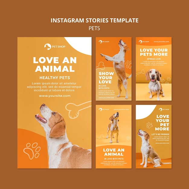 PSD gratuit modèle d'histoires instagram pour animalerie