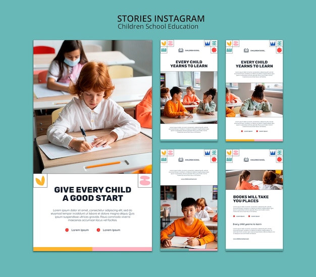 PSD gratuit modèle d'histoires instagram pour l'éducation scolaire des enfants