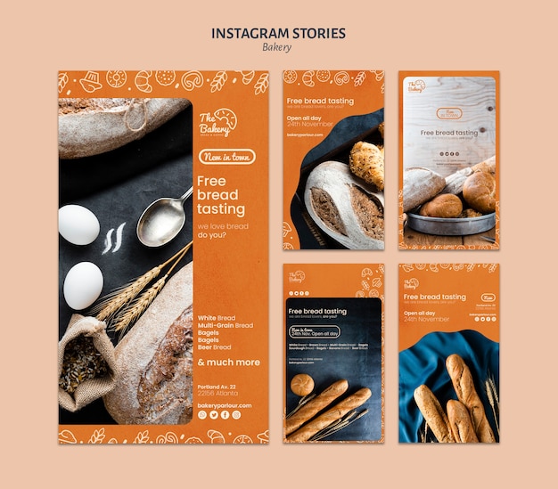 PSD gratuit modèle d'histoires instagram pour une entreprise de boulangerie