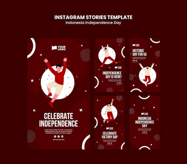 Modèle D'histoires Instagram Pour La Fête De L'indépendance De L'indonésie