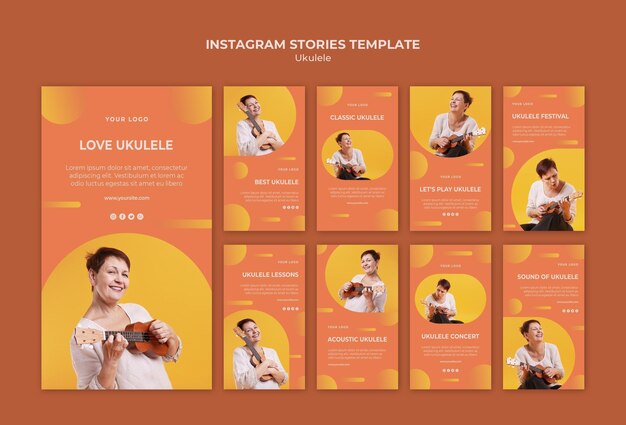 Modèle d'histoires instagram pour ukulélé