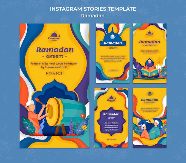 PSD gratuit modèle d'histoires instagram ramadan design plat