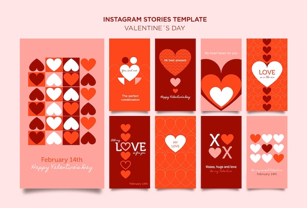 PSD gratuit modèle d'histoires instagram de la saint-valentin