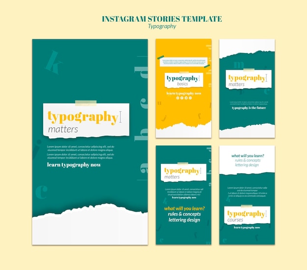PSD gratuit modèle d'histoires instagram de service de typographie