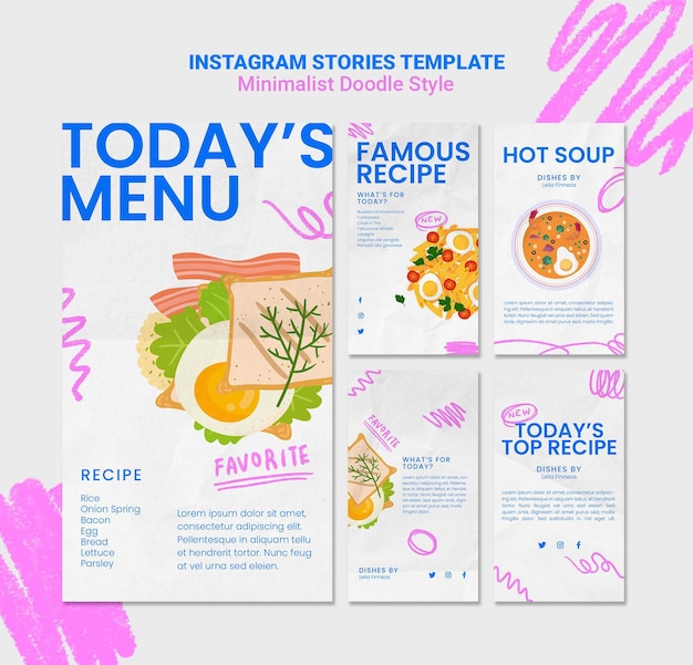 PSD gratuit modèle d'histoires instagram de site web de recettes