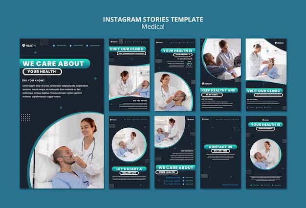 PSD gratuit modèle d'histoires instagram de soins médicaux