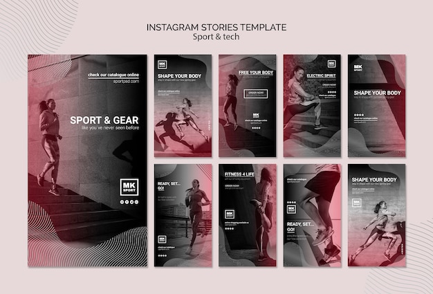 PSD gratuit modèle d'histoires instagram sport & tech