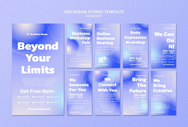 PSD gratuit modèle d'histoires instagram de style dégradé