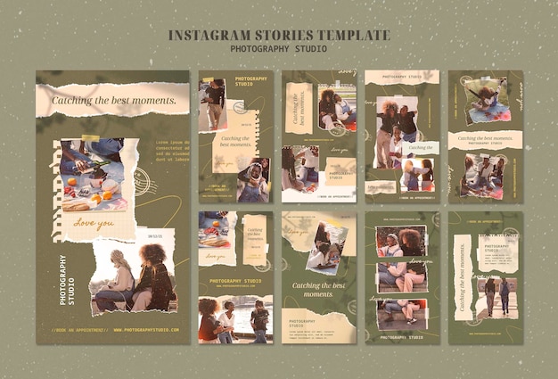 Modèle d'histoires instagram de texture de papier