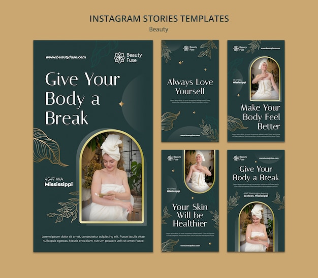 PSD gratuit modèle d'histoires instagram de traitement de beauté