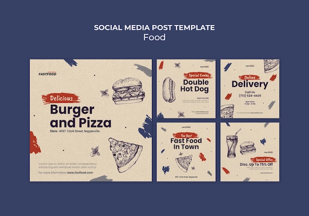 PSD gratuit modèle d'histoires instagram de vente de nourriture