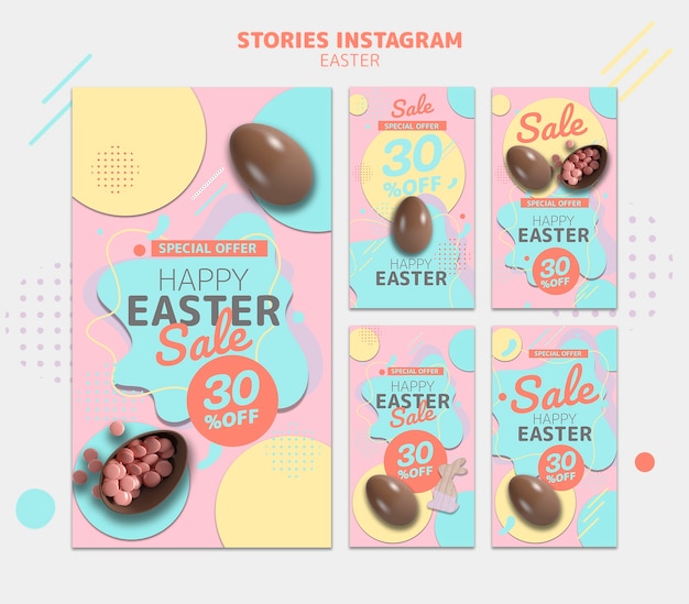 PSD gratuit modèle d'histoires instagram avec vente de pâques