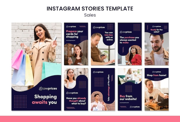 PSD gratuit modèle d'histoires instagram de vente avec photo