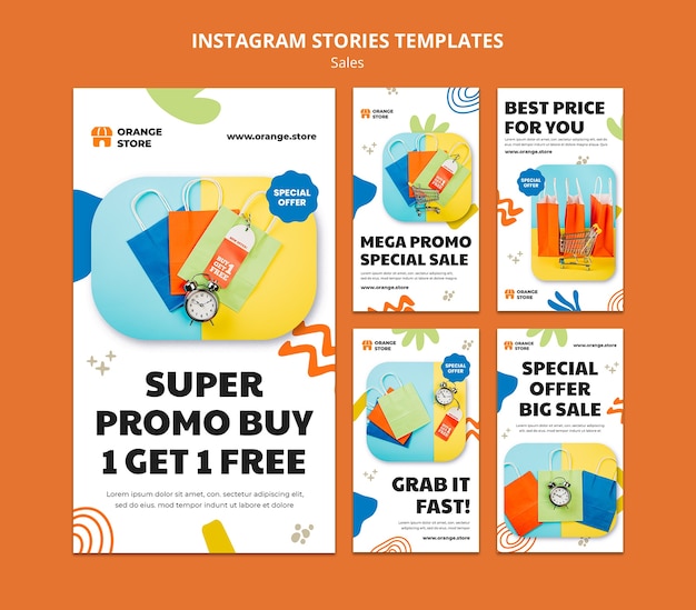 PSD gratuit modèle d'histoires instagram de vente super promo