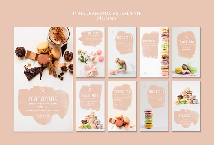 PSD gratuit modèle d'histoires instaragram macarons
