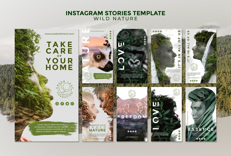 PSD gratuit modèle d'histoires de nature sauvage instagram