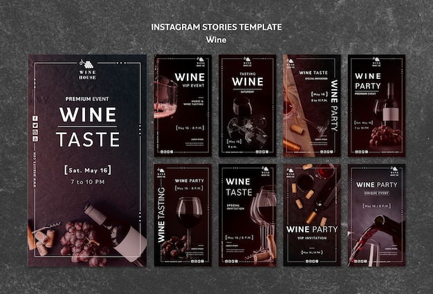 PSD gratuit modèle d'histoires de vin instagram