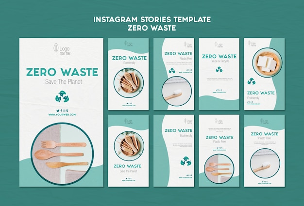 Modèle d'histoires zéro gaspillage instagram